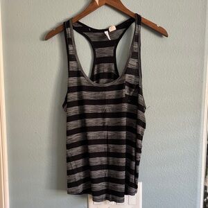 Full Tilt Black and Gray Striped Tank Top